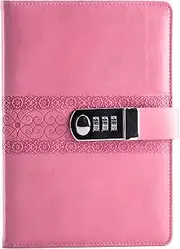 ToiM PU Leather Locking Journal Writing Notebook, Vintage Daily Notepad with Combination Lock, A5 Size Business Passcode Diary
