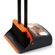 TreeLen Angle Broom and Dustpan Set Dust Pan Snaps On Broom Handles Orange