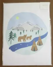 2 Woodland Nursery Prints 12x16 Bears Teepees Trees Arrows Meri Meri blue green
