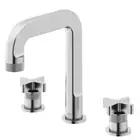 VIGO Widespread Bathroom Faucet Three-Hole Double Handle Brass in Brushed Nickel