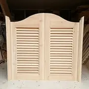 Swinging Doors Vintage Doorway Saloon Swinging Doors with Self-Closing, Unfinished Louvered Half Waist Heavy Duty Cafe Swing Door with Hinges, Custom