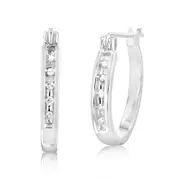 Sterling Silver 1/10 Carat Diamond Hoop Earrings