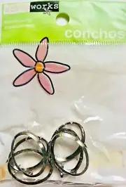 Scrap Works Embellishments - 6 Silver Oval Conchos Hugs CO101 - NEW
