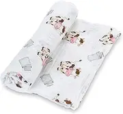 LollyBanks Swaddle Blanket | 100% Muslin Cotton | Gender Neutral Newborn and Baby Nursery Essentials for Girls and Boys, Registry | Cow Print