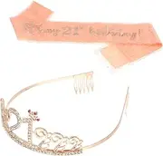 CIMAXIC 2pcs Girl Birthday Supplies Crown Hair Band Letter Printed Etiquette Belt Comfortable Fabric