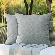 OTOSTAR Set of 2 Outdoor Waterproof Pillow Covers 18x18 Inches Patio Garden Decorative Throw Pillow Covers Square Pillowcases Cushion Cases for Indoor Outdoor Couch Tent Living Room Decor (Light Grey)