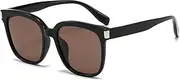[HMKING] Retro Tr90 Square Frame Polarized Sunglasses for Mens Womens Retro Mirrored Lens Sun glasses for Driving Fishing, Black-tea