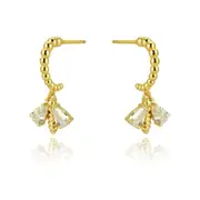 Culturesse Morley Bee Vermeil Gold & Crystal Bee Drop Earrings For Pierced Ears