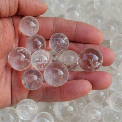 5Pcs 20mm Natural Clear Quartz Crystal Sphere Stone Energy Ball Healing W/ Stand