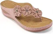 [FUDYNMALC] Sandals for Women Wedge Shoes: Summer Womens Platform Flip Flops Comfortable Casual Dressy Wedges Sandal, Pink, 5.5