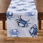 Blue Crab Cotton Coastal Country Cottage Table Runner 15x72