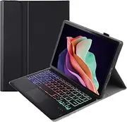 Jarttarn Touchpad Keyboard Case Compatible with Lenovo Tab M10 3rd Gen 10.1 inch (TB-328FU/TB-328XU) 2022, Magnetic Removable Wireless Colorful Backlit Keyboard Cover (Black)