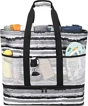 Beach Bag with Cooler Zipper Pool bag Women Waterproof Sandproof Beach Tote Bags Top Large Beach Tote…
