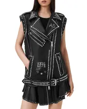 Allsaints Billie Embellished Leather Vest