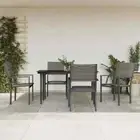 vidaXL 5 Piece Garden Dining Set Black Steel and Textilene