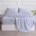Full Blue Striped Bed Sheet Set 4 Piece with 16-Inch Deep Pockets- Super Soft...