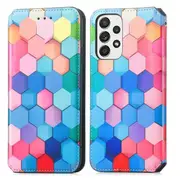 CaseNeo For Samsung Galaxy A23 4G /A23 5G Leather Wallet Flip Case With RFID Blocking Credit Card Holder Slots Cover - Colored Squares