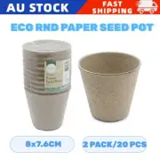 20 x Eco Round Paper Seed PotsGarden Nursery Biodegradable Seedling Pots 8x7.6cm