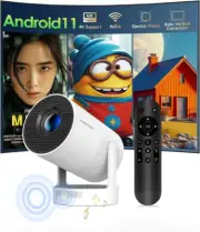 【Electric Focus】 Mini Projector 4K Support, Portable Projector with Wifi 6 and B