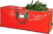 Handy Laundry Christmas Tree Storage Bag, Stores a 9-Foot Artificial Xmas Holiday Tree, Durable Waterproof Material, Protect Against Dust, Insects & Moisture, Zippered Bag with Carry Handles, (Red)