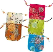 WATIIFUFU 5pcs Brocade Drawstring present Bags Luxurious Jewelry Pouches for Weddings and Parties Versatile Cloth Craft Bags Soft Antique Lake