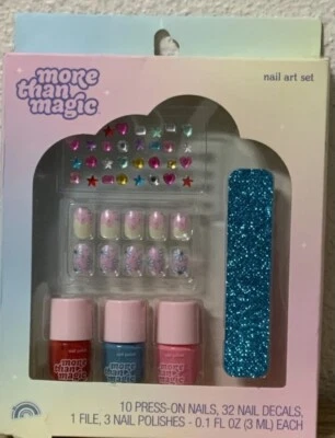 More Than Magic , Nail Art Set 10 Press-On Nails & 32 Nail Decals - NEW