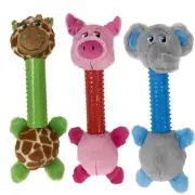 Dog Toys Silly Long Neck Plush Characters Tossers Giraffe Pig or Elephant 12.5"