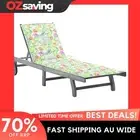 Wooden Sun Lounger Grey Cushion Adjustable Outdoor Garden Patio 200cm 1371