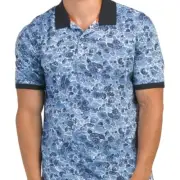 Robert Graham Amaro Floral Polo Shirt Blue ( M )
