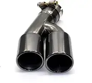One Pcs Stainless Steel Exhaust Titanium Black Double Out Muffler Tips tip Compatible For BMW 3 Series 320i 318i F30 2013-2016(Black 320)