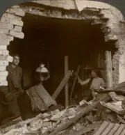 The damage done by a German Zeppelin bomb WWI 1914-1918 The German- Old Photo