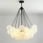 Nordic Gold Metal Glass Bubble Ball Pendant Light Magic Bean Chandelier Pendant