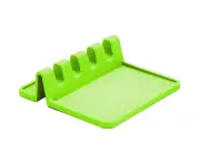 Silicone Spoon Rest, For Stove Top Kitchen Counter, Utensil Rest With Drip Pad Slots & Spoon Holder - Green