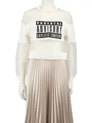 Ecru Graphic Print Sheer Sweater