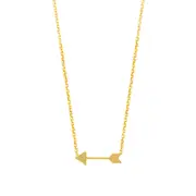 14K Yellow Gold Mini Arrow Pendant Necklace, 16" To 18" Adjustable
