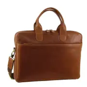 Pierre Cardin Mens Italian Leather 15" Laptop Computer Bag Travel Tan