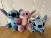 Tokyo Disney Resort Stitch With Scrump & Angel Small Plush Pair + Stitch Keyring