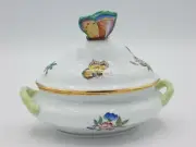 Herend hvngary Small Covered Sugar Bowl Butterfly Design 552 4.5" Tall Rare
