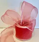 Offray Arabesque Wired Ribbon Sheer Satin Edge Pink W 3 Inches 5 Yards
