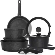 15 Pcs Pots and Pans Set Non Stick, Kitchen Cookware Sets with Detachable Handle