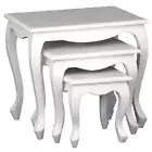 STEWART SOLID MAHOGANY 3-PIECE NESTED TABLE SET WHITE
