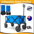 Folding Beach Trolley Wagon Cart Garden Outdoor Picnic Camping Wheelbarrow Blue