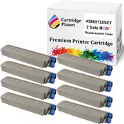 2 Sets BCMY Compatible Toner Cartridge for OKI 43865725 43865726 43865727 43865728 (8000/6000(BK/CMY) Pages) for OKI C5850 C5950