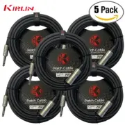 5-PACK Kirlin 25FT Kirlin XLR 3-Pin Male / 1/4" Mono Male Shielded OFC Mic Cable