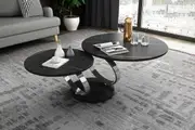 Avalanche Black Extendable Ring-Shaped Swivel Round Coffee Table with Carbon Steel Base