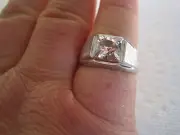 Vintage Men's Plated Ring w/ Quartz Stone, Sizes 10.5, 11.5, 11.75, Sparkle!