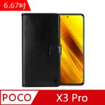 IN7 瘋馬紋 POCO X3 PRO (6.67吋) 錢包式 磁扣側掀PU皮套 吊飾孔 手機皮套保護殼-黑色