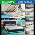 ALFORDSON Bed Frame Double Queen King RGB LED Gas Lift Storage Base Leather
