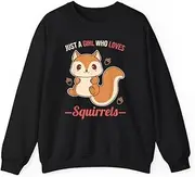 [X.Style] Just A Girl Who Loves Squirrels ds031 Sweater Black M