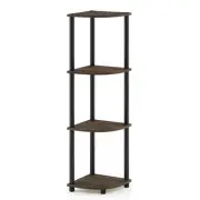 Furinno Turn-N-Tube Wood 4-Tier Corner Display Rack in Columbia Walnut/Black